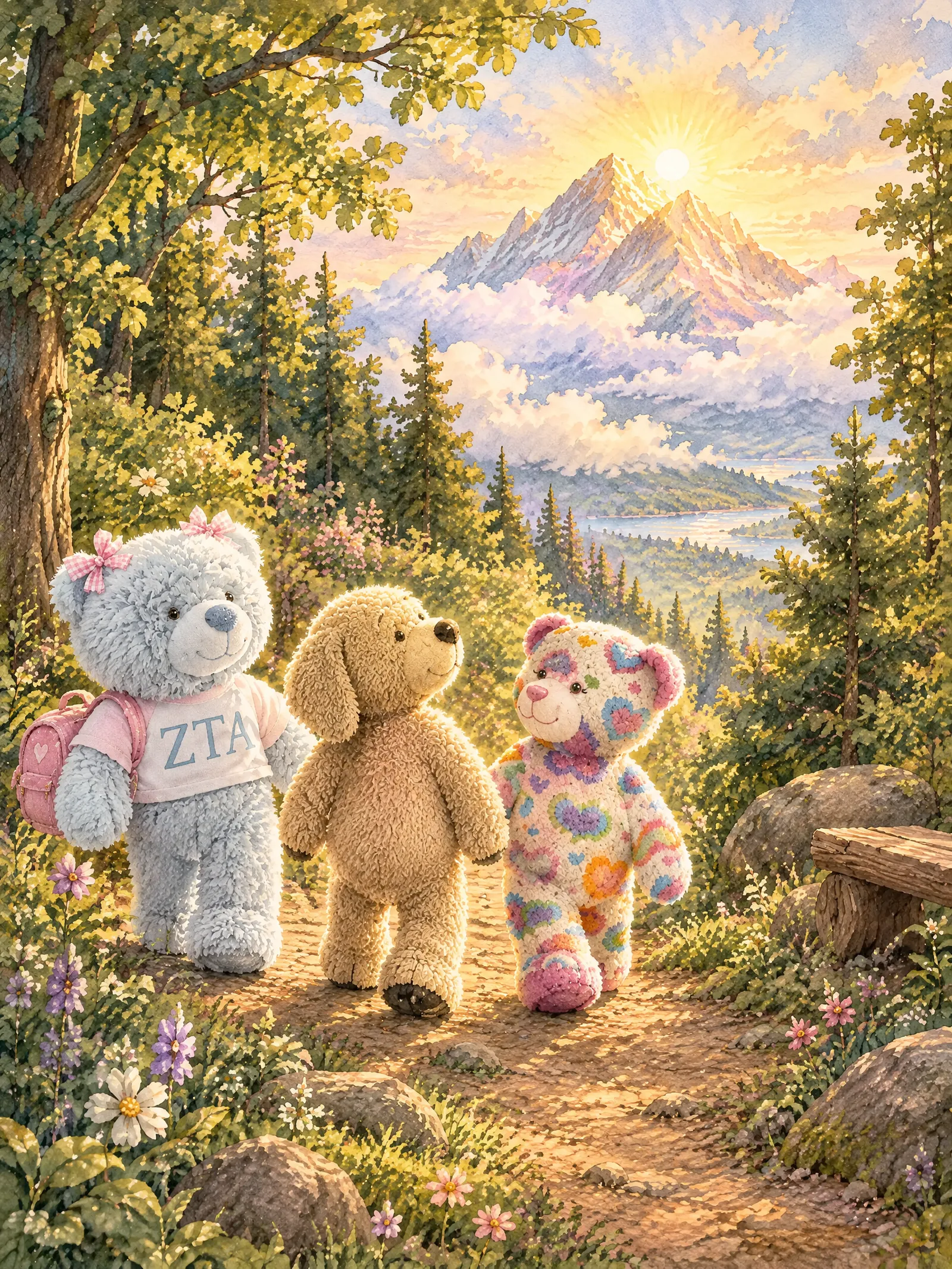 Teddy walks downhill, then pauses to look back toward the sunlit peak and wonder what waits at the top.
